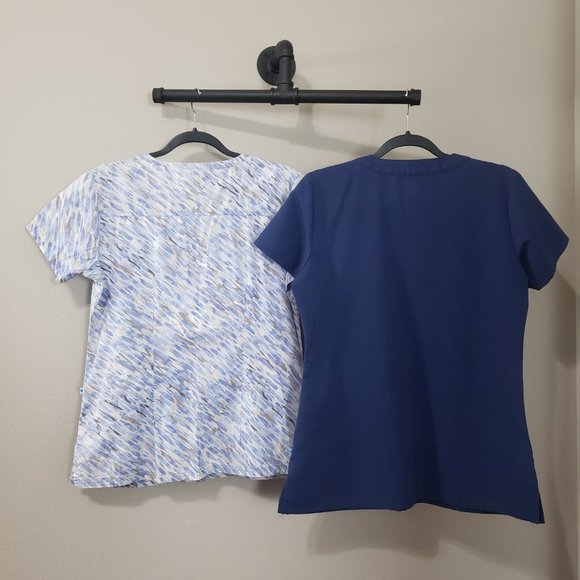 Nurse Mates Ceil Blue Watercolor Print Navy Blue Scrub Tops (2) Small - Picture 11 of 11